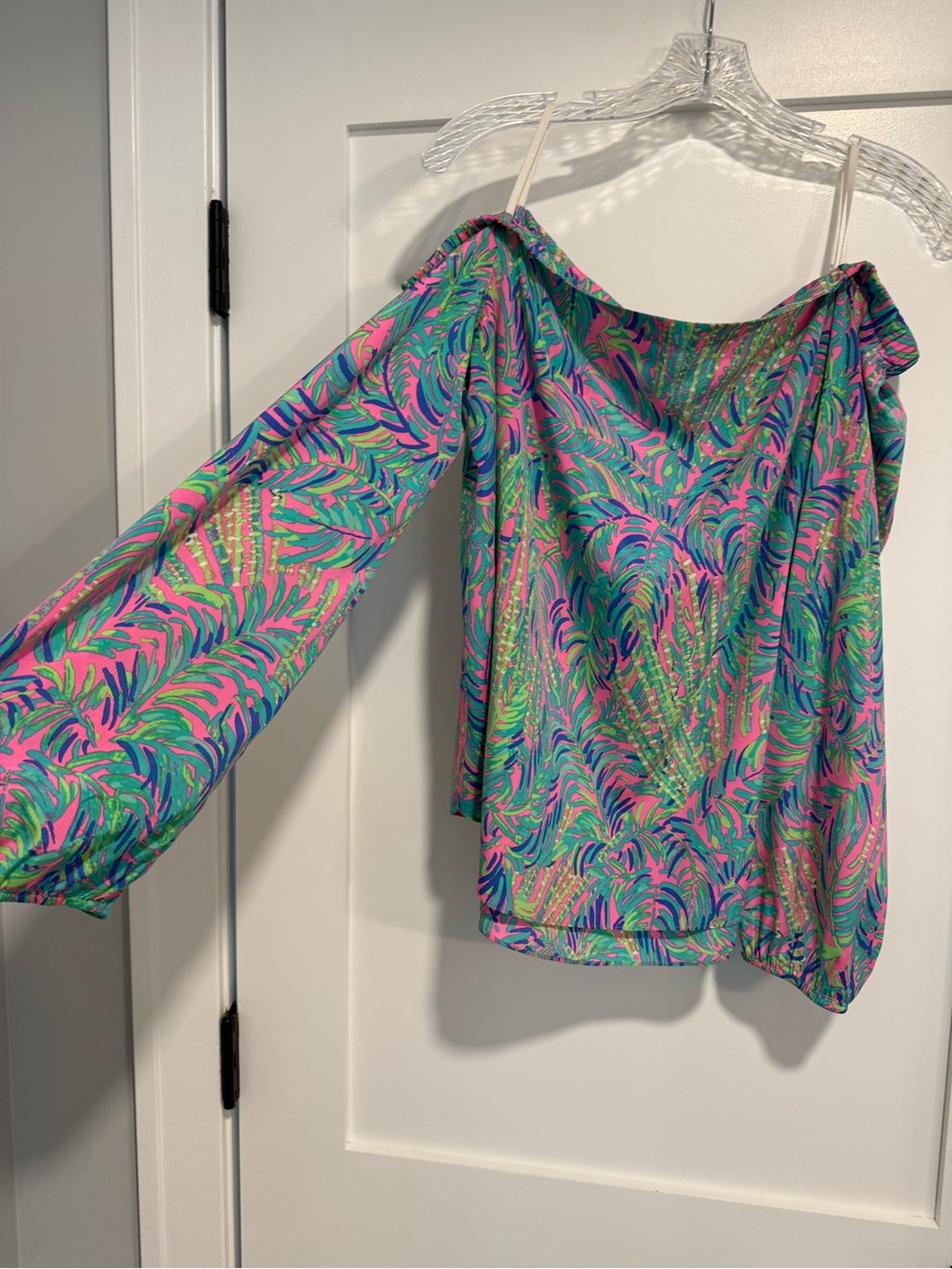 Lilly Pulitzer Pink & Green Off-Shoulder Tropical Tunic